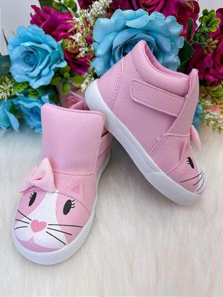 Imagem de Tênis Bota Encanto de Criança Gatinha Rosa Fashion para Meninas