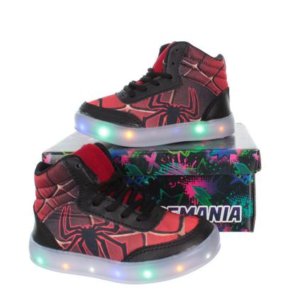 Imagem de Tenis Botinha Com Luz de Led  Infantil Masculino Aranha Meninos C/Pulseira