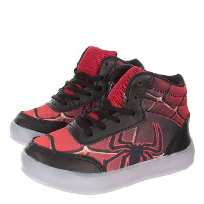 Imagem de Tenis Botinha Com Luz de Led  Infantil Masculino Aranha Meninos C/Pulseira