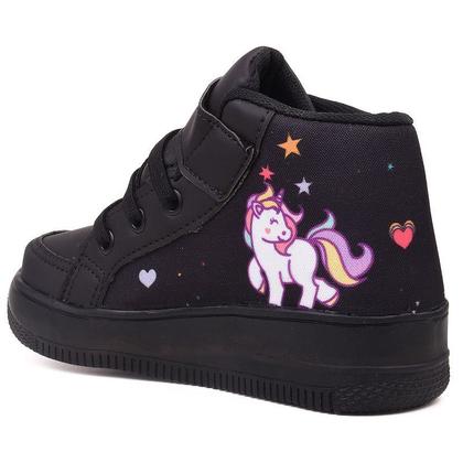 Imagem de Tenis Botinha Feminino De Led Com Calce Facil Infantil Unicornio Personagem DIversÃo Luzinha