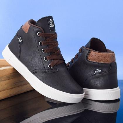 Imagem de Tenis Botinha Infantil Meninos Casual Cano Alto Confortavel + Relogio