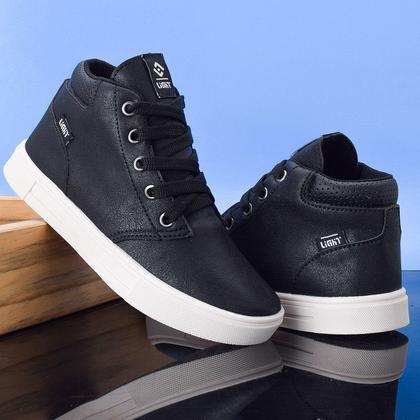 Imagem de Tenis Botinha Infantil Meninos Casual Cano Alto Confortavel + Relogio