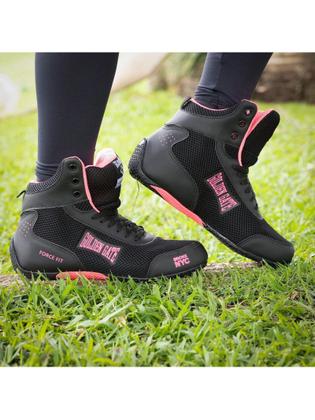 Imagem de Tênis Botinha Preto Pink Confortável para Treino Academia Luta Boxe Feminino