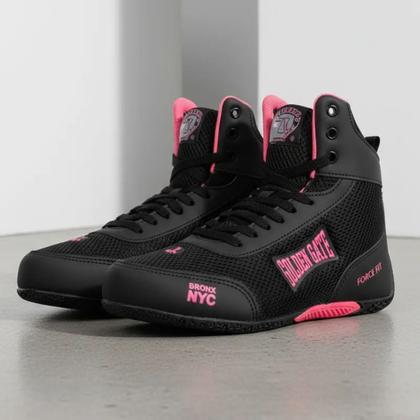 Imagem de Tênis Botinha Preto Pink Confortável para Treino Academia Luta Boxe Feminino