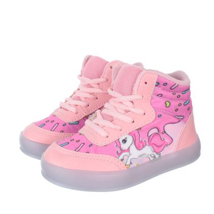 Imagem de Tenis Botinha Unicornio Com Luz de Led Infantil Feminina Meninas Rosa