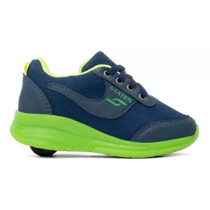 Imagem de Tênis Botinho Meninos Rodinha Removível Patins Azul Verde