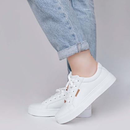 Imagem de Tênis Branco Feminino Sola Alta Original Sapatênis Casual