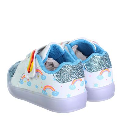 Imagem de Tenis Calçado Led Luz Arco Iris Nuvem Infantil Menina Com Pulseira