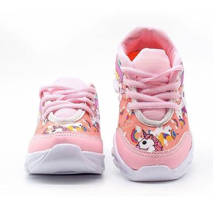 Imagem de Tenis Calçado Unicornio Com Luzes Que Pisca Acende Infantil Feminino Rosa - PC