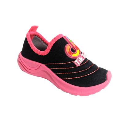 Imagem de Tênis Calce Fácil Menina Feminino sapato de enfiar opé elástico solado branco antiderrapante bordado