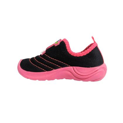 Imagem de Tênis Calce Fácil Menina Feminino sapato de enfiar opé elástico solado branco antiderrapante bordado