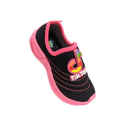 Imagem de Tênis Calce Fácil Menina Feminino sapato de enfiar opé elástico solado branco antiderrapante bordado