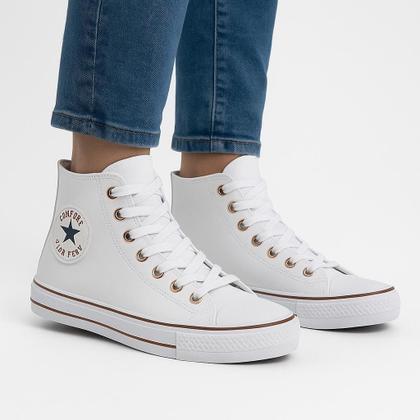 Imagem de Tênis Cano Alto Branco Feminino Star Conforto Feet Casual Estilo All