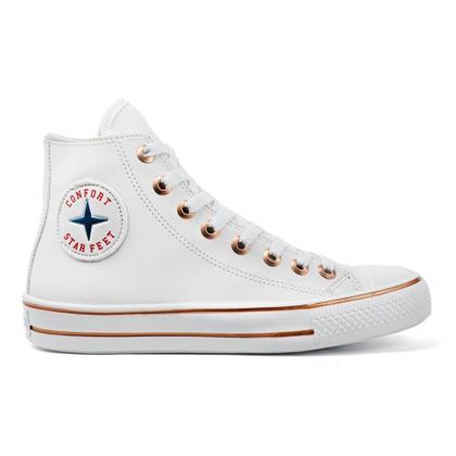 Imagem de Tênis Cano Alto Branco Feminino Star Conforto Feet Casual Estilo All