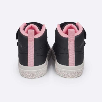 Imagem de Tênis Cano Médio Infantil Menina Pampili Yumi tiras autocolantes Duplo-Preto