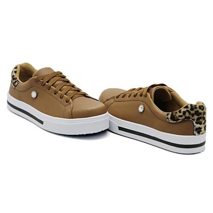 Imagem de Tenis Casual Amanda Block Detalhe Brilho e Recorte Onça com Sola Alta