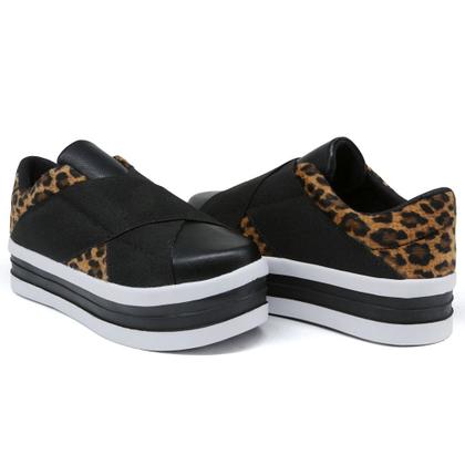 Imagem de Tenis Casual Autem Originals Recorte Onça Animal Print com Sola Alta e Elasticos