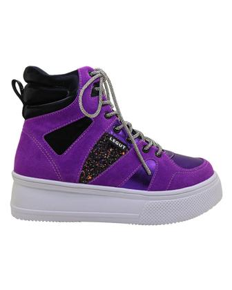 Imagem de Tênis Casual Boot Roxo Com Cadarço Strass Feminino - Legut