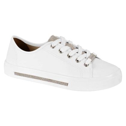 Imagem de Tenis Casual Branco Feminino Brilho Strass Moleca Lancamento 5667.638
