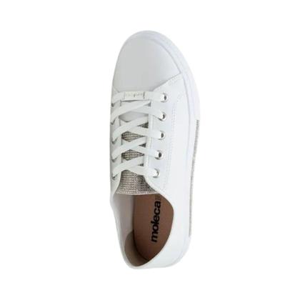 Imagem de Tenis Casual Branco Feminino Brilho Strass Moleca Lancamento 5667.638