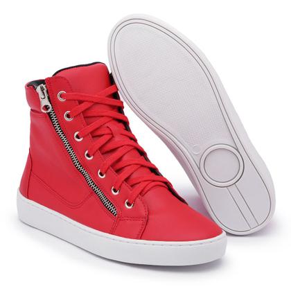 Imagem de Tênis Casual Cano Médio Ec Shoes Com Cadarço e Zíper Sola Reta