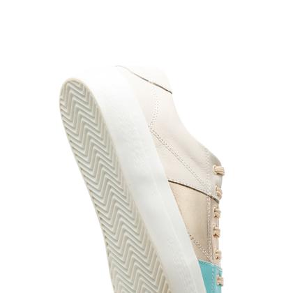 Imagem de Tênis Casual Couro Feminino Amarração Off White/verde Água