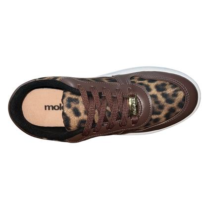 Imagem de Tênis Casual de Camurça com Estampa de Onça Feminino Moleca 5791.110 Marrom