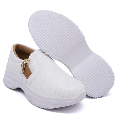 Imagem de Tênis Casual Feminino Amanda Block sem Cadarço com Ziper e Detalhes Costuras Sola Alta