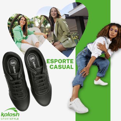 Imagem de Tênis Casual Feminino Kolosh Calce Fácil Elástico Confortável Resistente Prático Macio Versátil Leve