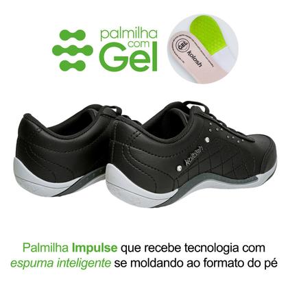 Imagem de Tênis Casual Feminino Kolosh Calce Fácil Elástico Confortável Resistente Prático Macio Versátil Leve