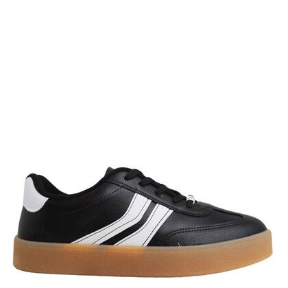 Imagem de Tenis Casual Feminino Vizzano Plataforma Conforto Listras - Preto/Branco - 39