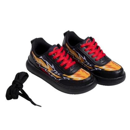 Imagem de Tênis Casual Infantil Masculino Chumbo/Preto/Fogo +Óculos+Relógio