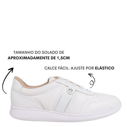 Imagem de Tênis Casual Leve Macio Ortopédico Calce Fácil Modare 7358 - Branco/Prata - 34