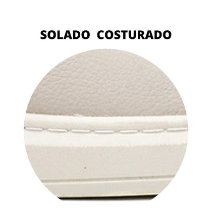 Imagem de Tenis Casual Sneaker Couro Collins Masculino Bege Calce Facil Elastico Solado Costurado