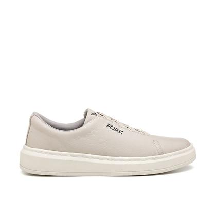 Imagem de Tenis Casual Sneaker Couro Collins Masculino Bege Calce Facil Elastico Solado Costurado