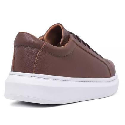 Imagem de Tenis Casual Sneaker Masculino Couro Bovino Legítimo Sola Alta Sapatênis Confort Ultra Leve