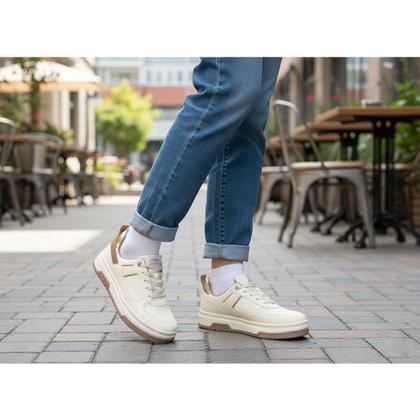 Imagem de Tênis Casual Sola Alta Street Feminino Dakota Creme / Ouro / Bege 35