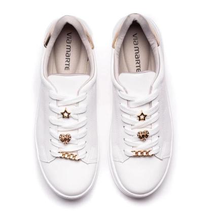 Imagem de Tênis Casual Via Marte com Pingentes Branco Dourado - Feminino