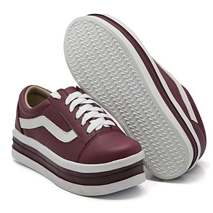 Imagem de Tenis Casual Yoyo Store Detalhe Listra Lateral e Sola Alta Reta com Listra