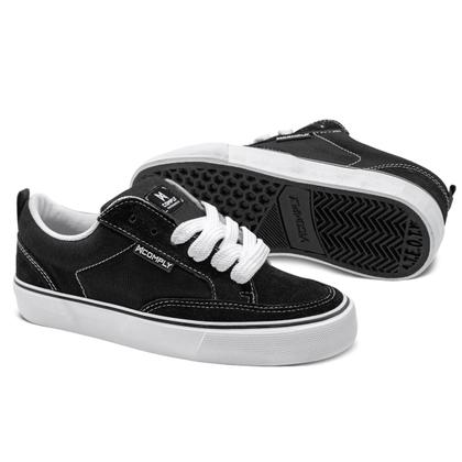 Imagem de Tênis Comply Unissex Camurça Fat Lace Cave  Preto Branco