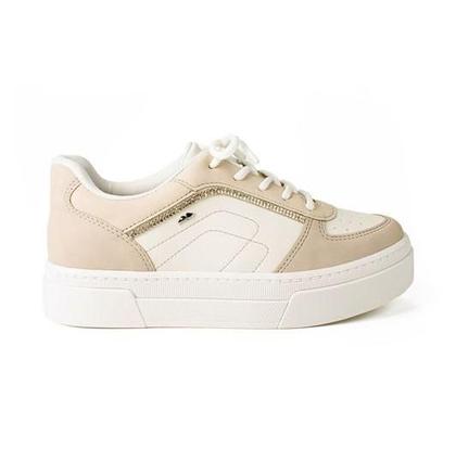Imagem de Tênis Dakota Casual Branco e Bege com Sola Flatform de 4,20 cm