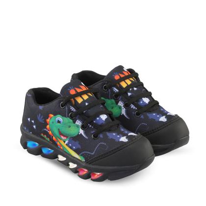 Imagem de tenis de led infantil masculino dinossauro com luzinha meninos mais chinelo com relogio e oculos