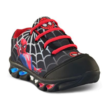 Imagem de tenis de led infantil masculino homem aranha com luzinha meninos mais mochila com relogio e oculos