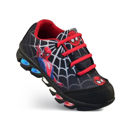 Imagem de tenis de led infantil masculino homem aranha com luzinha meninos mais mochila com relogio e oculos