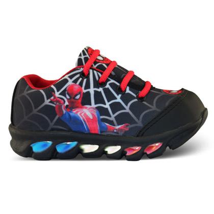 Imagem de tenis de led infantil masculino homem aranha com luzinha meninos mais mochila com relogio e oculos