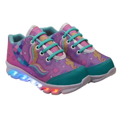 Imagem de Tênis De Led Infantil Menina Feminino Sereia Luzinha