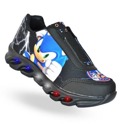 Imagem de Tenis De Led Masculino Calce Facil Sonic Infantil Meninos Estilo Original