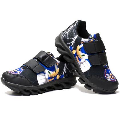 Imagem de Tenis De Led Masculino Sonic Calce Facil Meninos Infantil Estilo Original + Chinelo