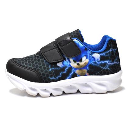 Imagem de Tenis De Led Masculino Sonic Calce Facil Meninos Infantil Estilo Original + Chinelo