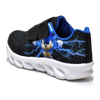 Imagem de Tenis De Led Masculino Sonic Calce Facil Meninos Infantil Estilo Original + Relogio